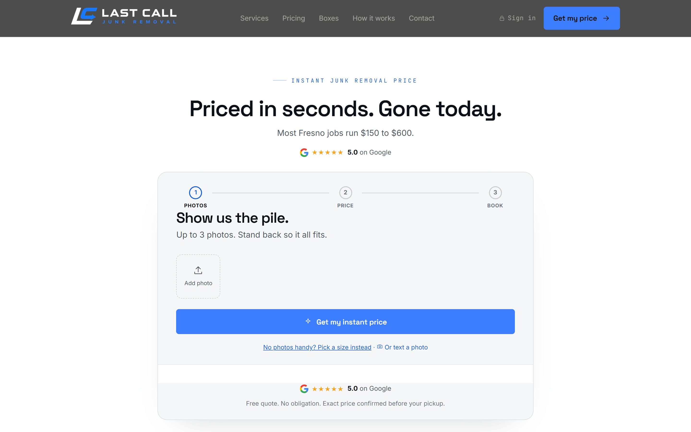AI photo estimator: upload photos of the pile and get an instant price