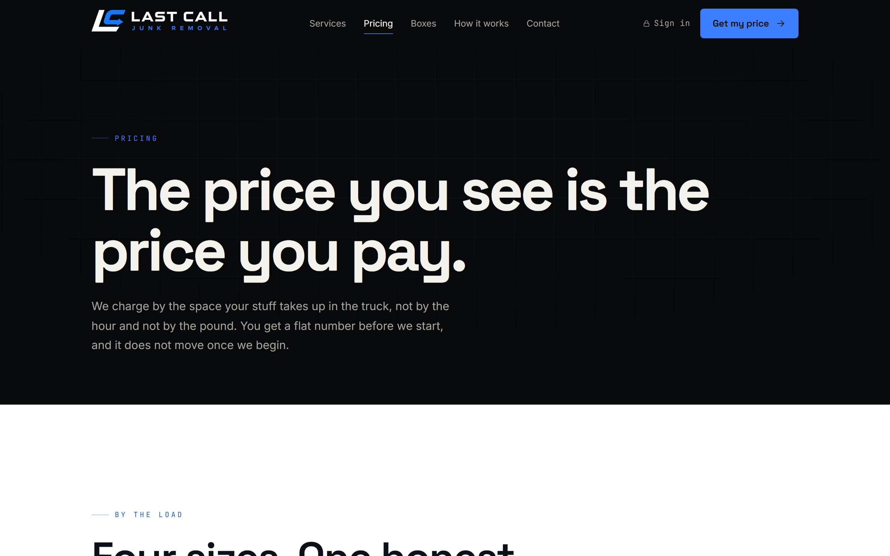 Transparent volume-based pricing page