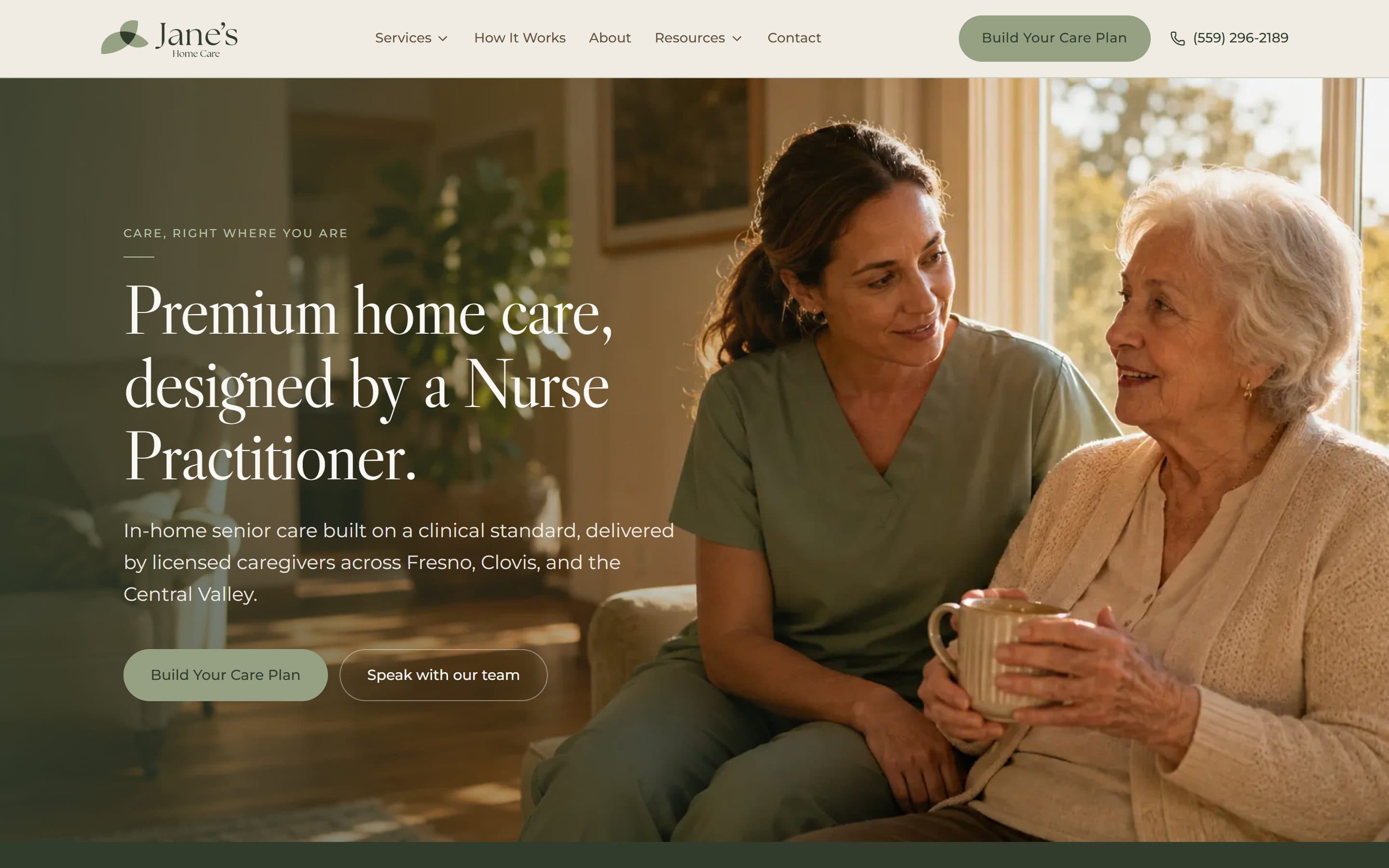 Jane’s Home Care website