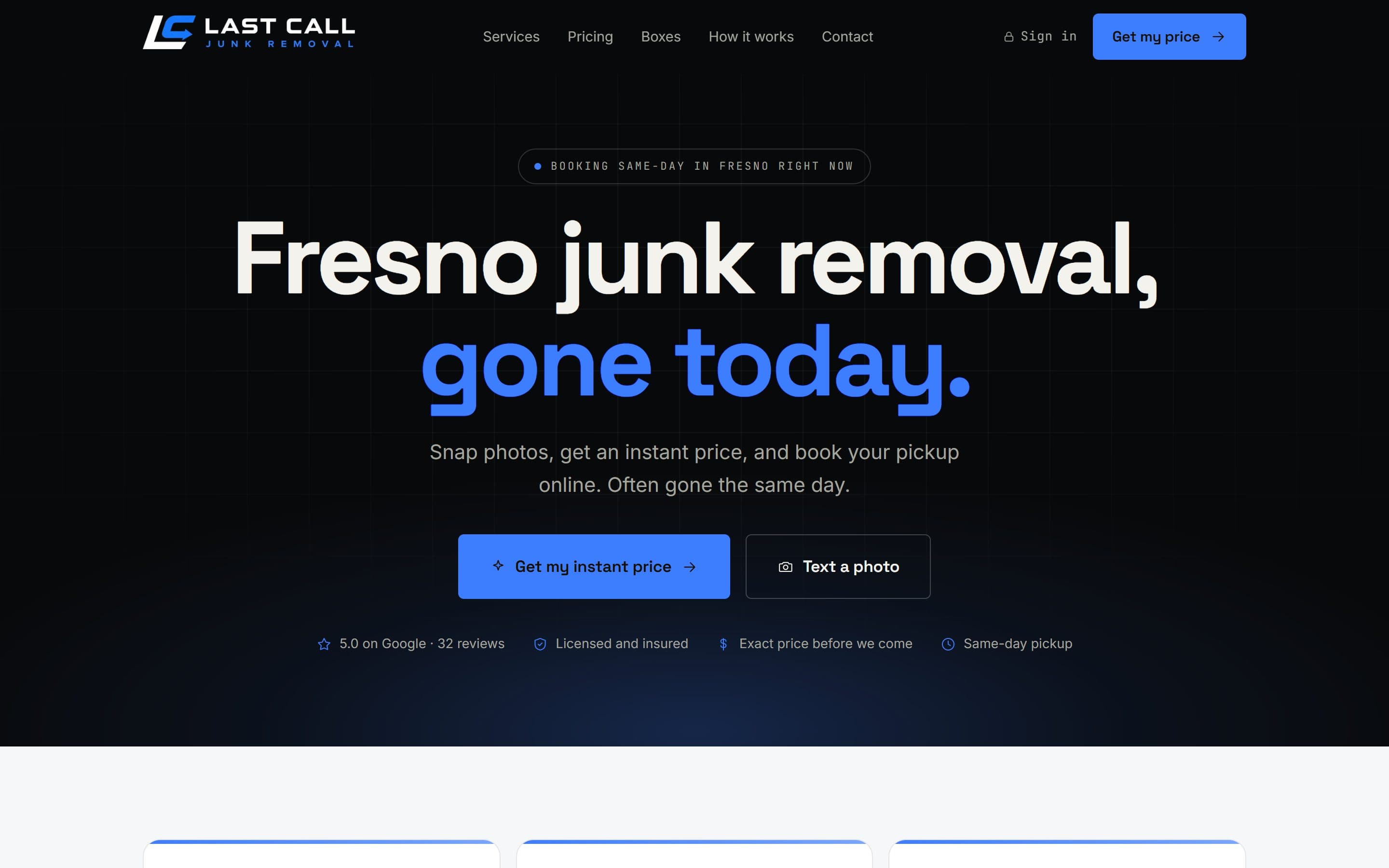Last Call Junk Removal homepage
