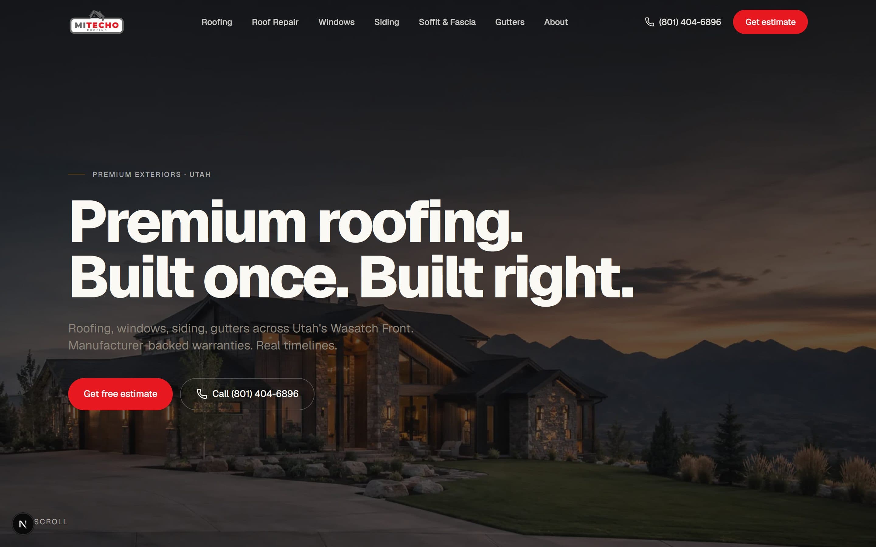 MiTecho Roofing website