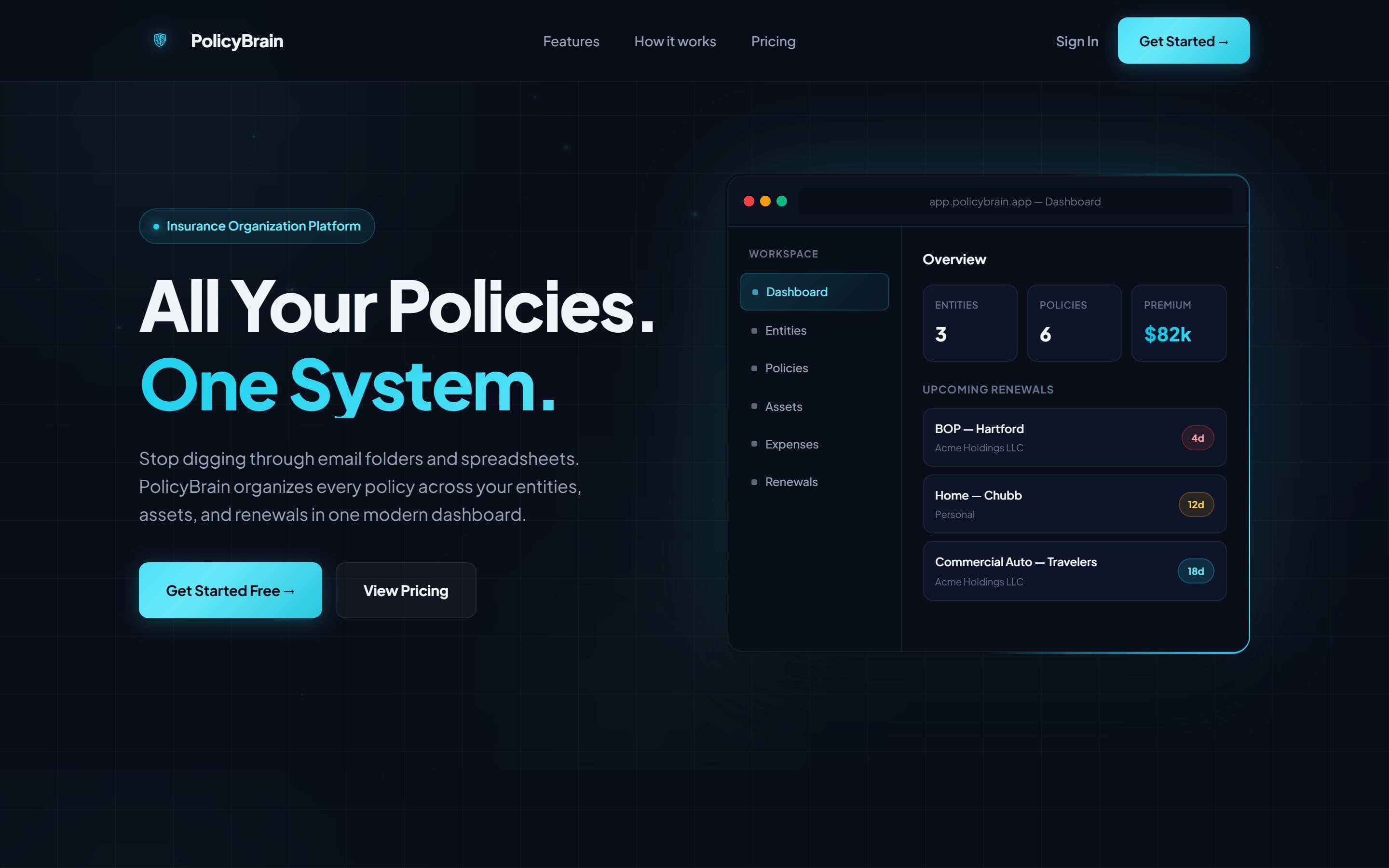 PolicyBrain website